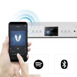 HiFi-tuner - DAB+/Internetradio/Bluetooth - USB-A - Digitale Radio - Alarmfunctie van Hama in Zilver – productfoto 2 van 3