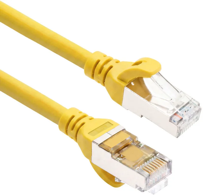 0,25 meter TPE S/FTP CAT6A ultra-flex patchkabel snagless met RJ45 connectoren FC2852 från ACT i Gul – produktbild