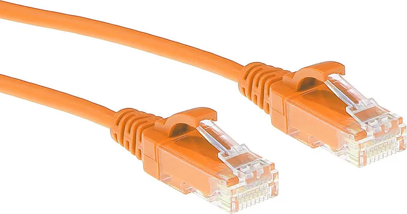 2 meter LSZH U/UTP CAT6 datacenter slimline patchkabel snagless met RJ45 connectoren DC9102 van ACT in Oranje – productfoto