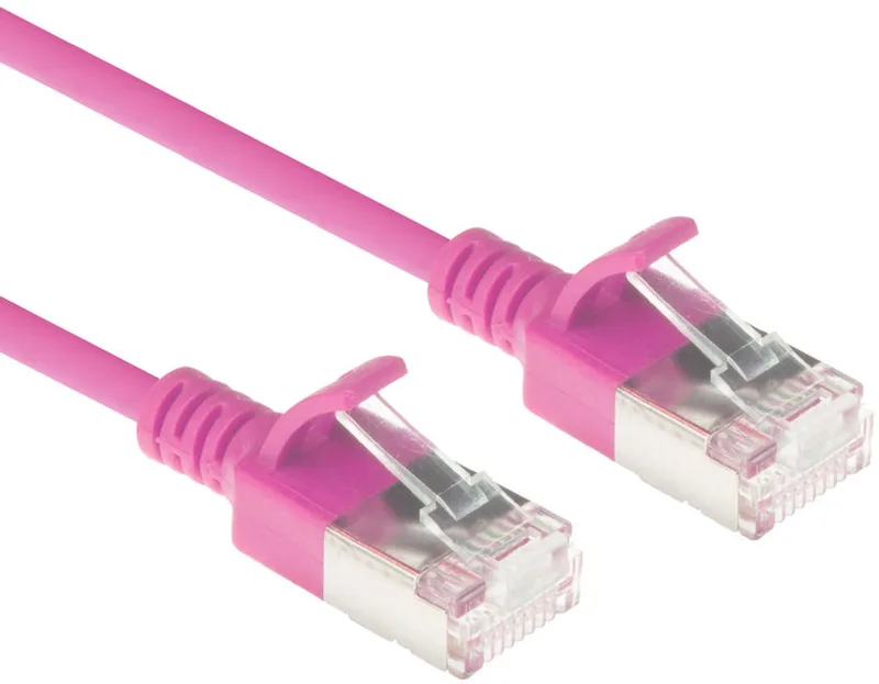 5 meter LSZH U/FTP CAT6A datacenter slimline patchkabel snagless met RJ45 connectoren by ACT in Pink – product photo