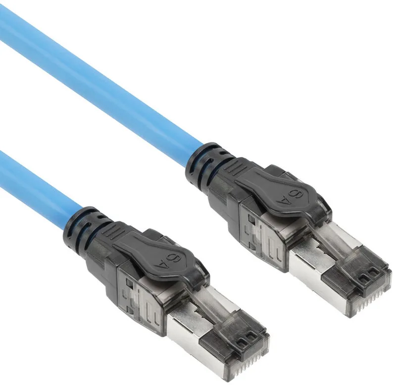 75 meter S/FTP CAT6A B2ca PoE++ 100W solid prefab installatiekabel, RJ45 male – male FB0075 van ACT in Blauw – productfoto