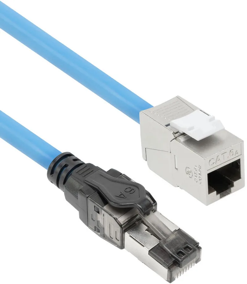 80 meter S/FTP CAT6A B2ca PoE++ 100W solid prefab installatiekabel, RJ45 male – female FB0180 från ACT i Blå – produktbild