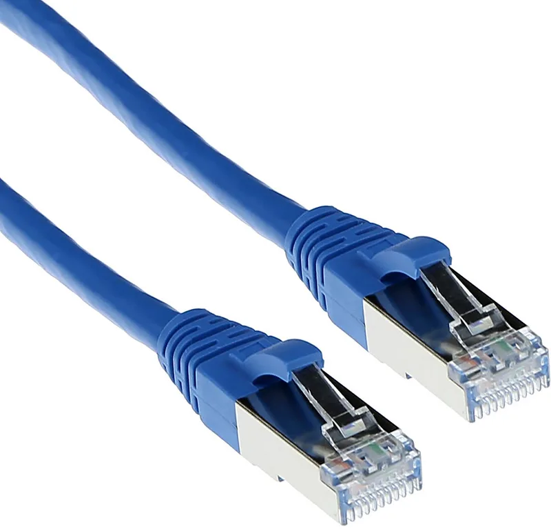 Blauwe 0,5 meter LSZH SFTP CAT6A patchkabel snagless met RJ45 connectoren FB7600 von ACT in Blau – Produktfoto