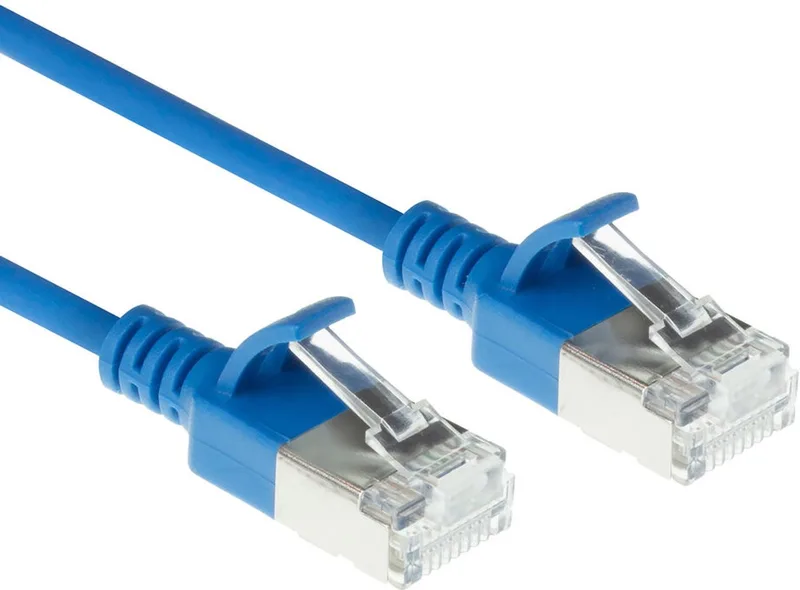 Blauwe 5 meter LSZH S/FTP CAT6A slimline patchkabel snagless met RJ45 connectoren DB7605 by ACT in Blue – product photo