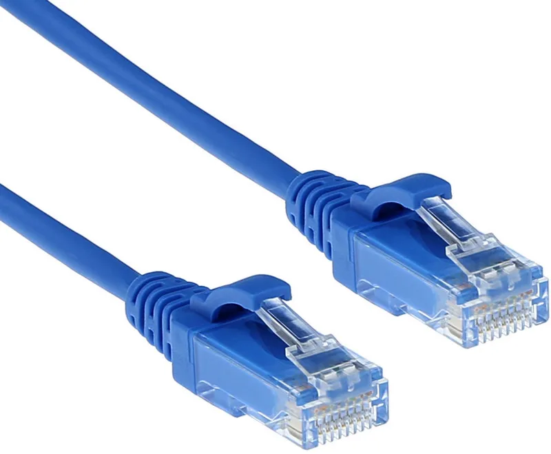 Blauwe 7 meter LSZH U/UTP CAT6 datacenter slimline patchkabel snagless met RJ45 connectoren DC9607 by ACT in Blue – product photo