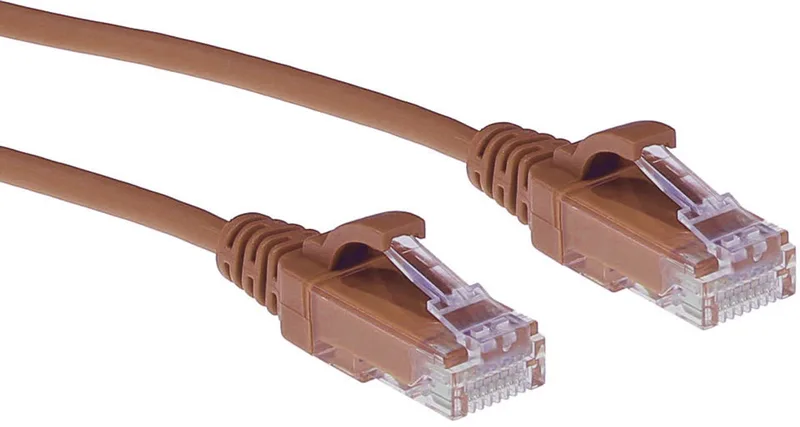Bruine 0,25 meter LSZH U/UTP CAT6 datacenter slimline patchkabel snagless met RJ45 connectoren DC9252 by ACT in Brown – product photo