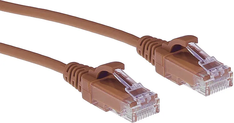 Bruine 2 meter LSZH U/UTP CAT6 datacenter slimline patchkabel snagless met RJ45 connectoren DC9202 by ACT in Brown – product photo