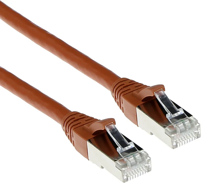 Bruine 7,00 meter SFTP CAT6A patchkabel snagless met RJ45 connectoren FB2207 von ACT in Braun – Produktfoto