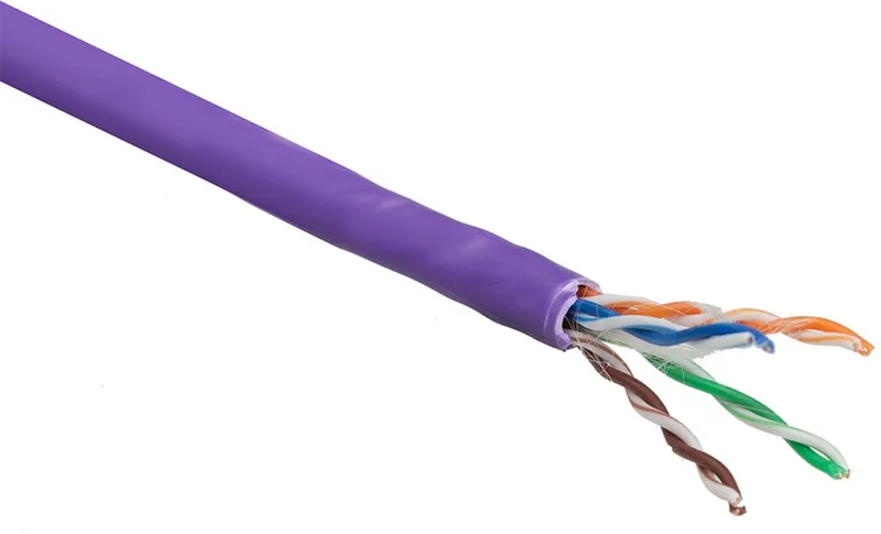Cat 6 U/UTP massieve installatiekabel zonder adersplitter, LSZH, CPR euroclass DCA, 24AWG, violet 305m från ACT i Lila – produktbild