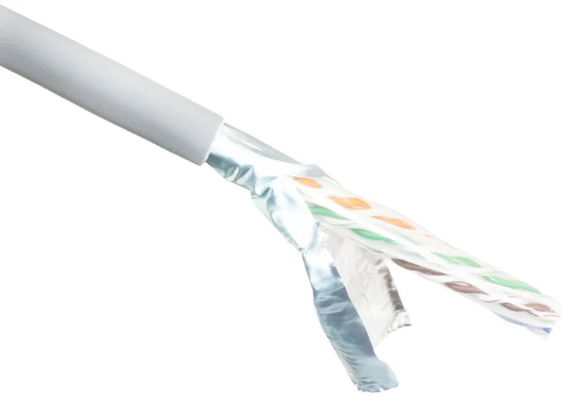 CAT6A F/UTP massief twisted pair kabel, PVC, AWG 23, CPR: B2ca, 500 m de ACT en Gris – photo produit