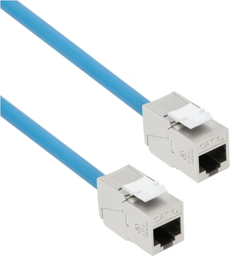 FB0952 S/FTP CAT6A B2ca PoE++ 100W Solid Prefab Installatiekabel | RJ45 female – female | 25 cm van ACT in Blauw – productfoto