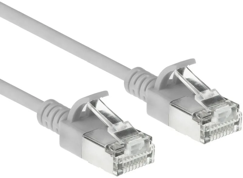 Grijze 10 meter LSZH S/FTP CAT6A slimline patchkabel snagless met RJ45 connectoren DB7010 van ACT in Grijs – productfoto