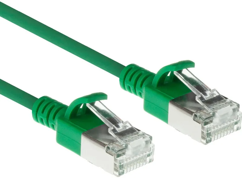 Groene 10 meter LSZH S/FTP CAT6A slimline patchkabel snagless met RJ45 connectoren DB7710 by ACT in Green – product photo