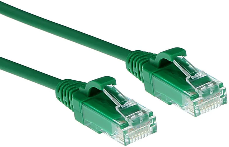 Groene 10 meter LSZH U/UTP CAT6 datacenter slimline patchkabel snagless met RJ45 connectoren DC9710 fra ACT i Grøn – produktbillede