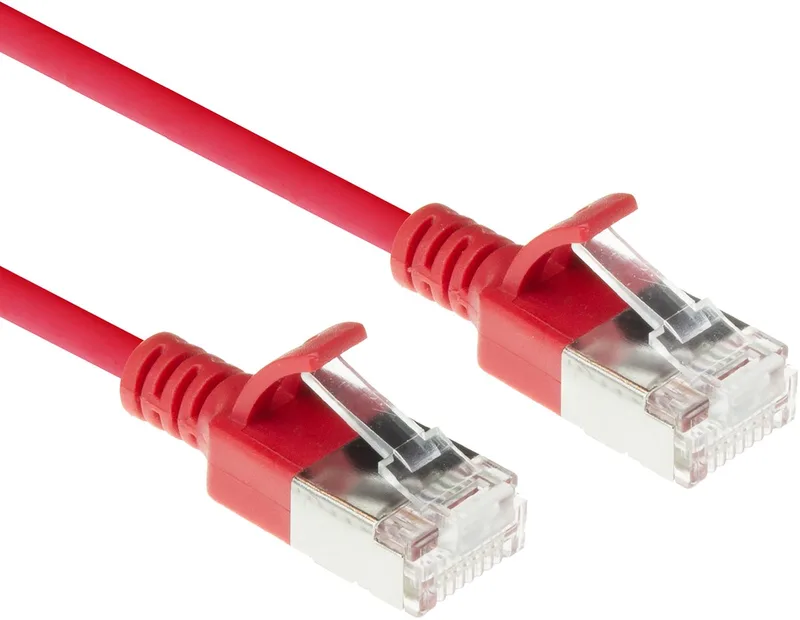 Rode 0,25 meter LSZH S/FTP CAT6A slimline patchkabel snagless met RJ45 connectoren DB7552 by ACT in Red – product photo
