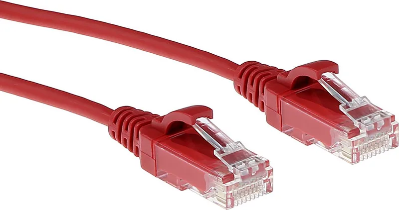 Rode 0.25 meter LSZH U/UTP CAT6 datacenter slimline patchkabel snagless met RJ45 connectoren DC9552 by ACT in Red – product photo