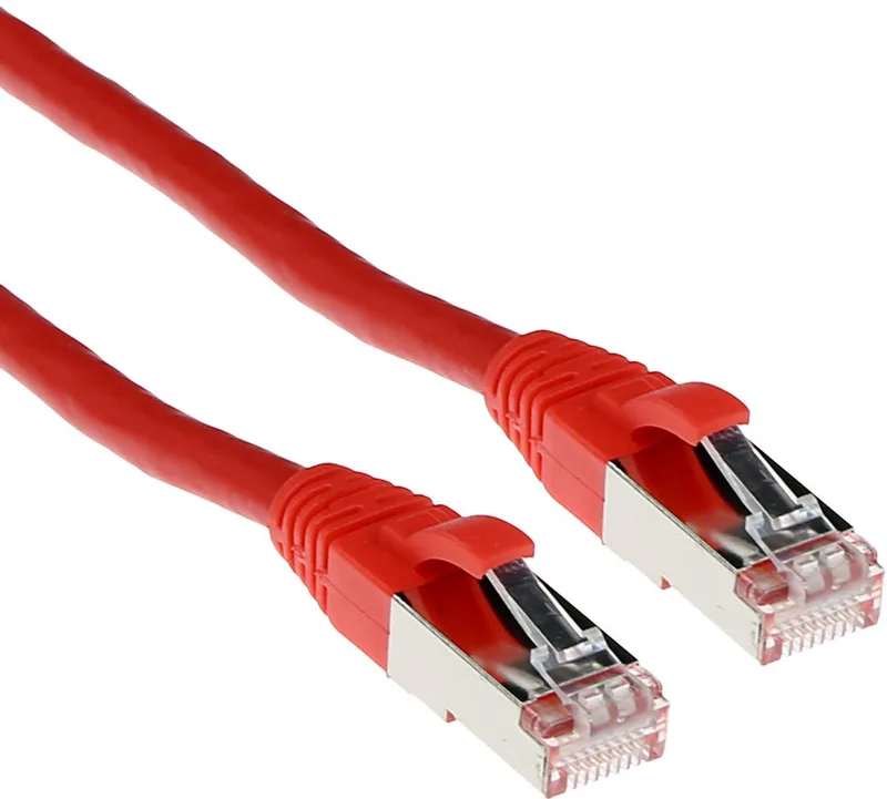Rode 1 meter LSZH SFTP CAT6A patchkabel snagless met RJ45 connectoren FB7501 von ACT in Rot – Produktfoto