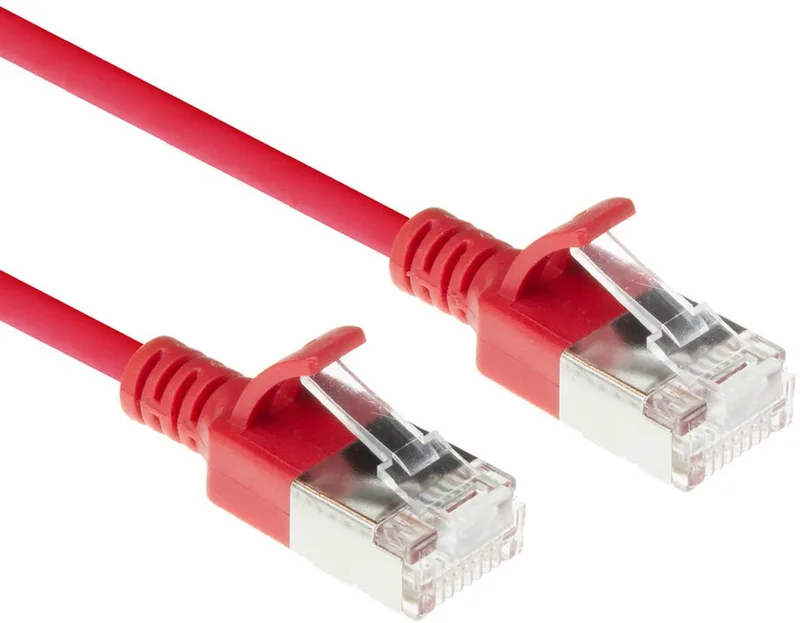 Rode 10 meter LSZH S/FTP CAT6A slimline patchkabel snagless met RJ45 connectoren DB7510 by ACT in Red – product photo