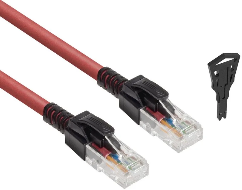 Rode 2 meter U/UTP CAT6A LSZH vergrendelbare patchkabel snagless met RJ45 connectoren FB5502 by ACT in Red – product photo