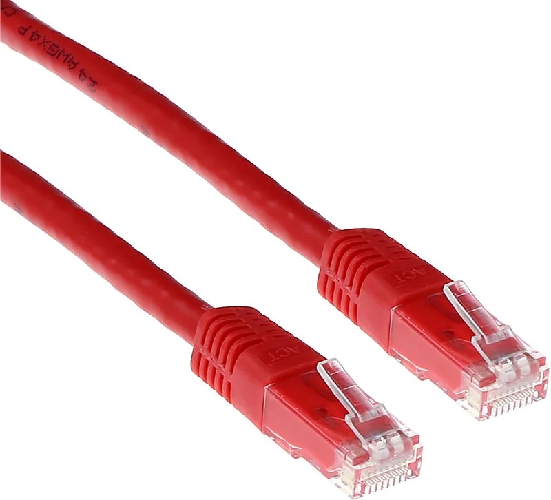 Rode 3 meter U/UTP CAT6 patchkabel met RJ45 connectoren IB8503 von ACT in Rot – Produktfoto