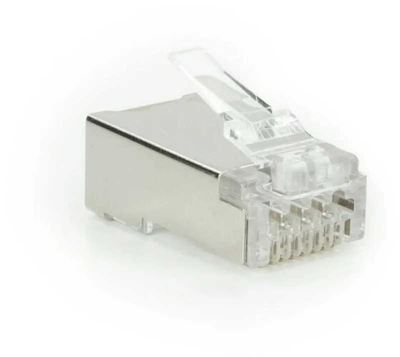 TD168P CAT6A Pass-Through Shielded Modulaire RJ45 Connector - 25 stuks van ACT in Zilver, Transparant – productfoto