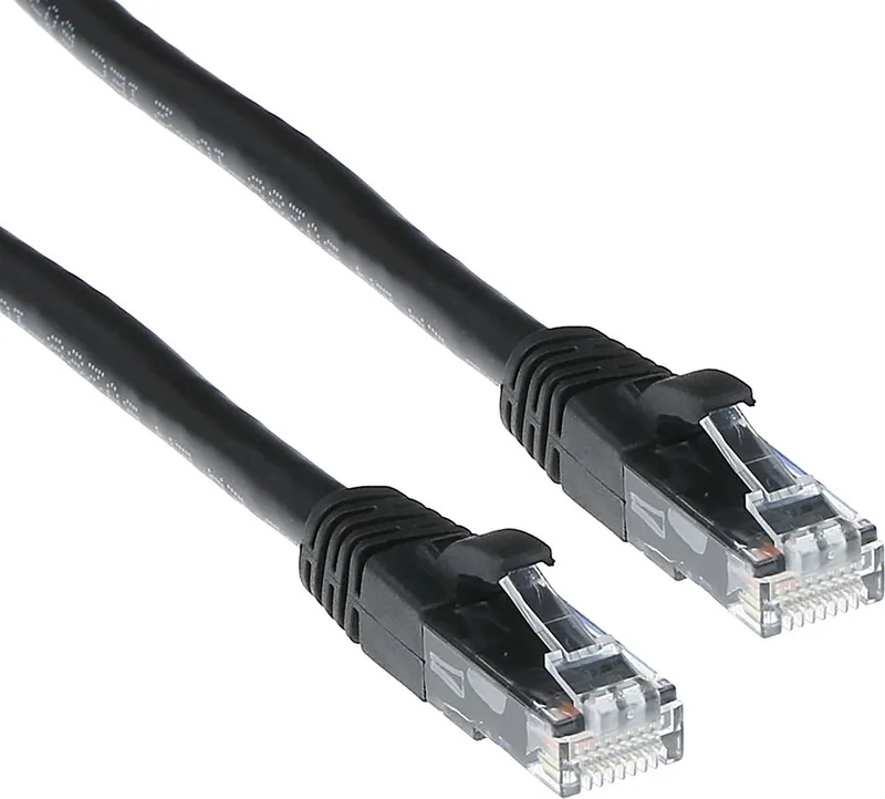 Zwarte 0,25 meter U/UTP CAT6A patchkabel snagless met RJ45 connectoren IB2952 by ACT in Black – product photo