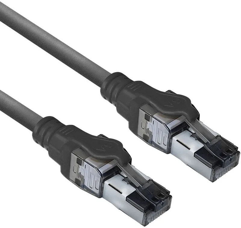 Zwarte 1,5 meter S/FTP CAT6A IDC 4PPoE / PoE++ 100W LSZH patchkabel snagless met RJ45 connectoren FB4951 by ACT in Black – product photo