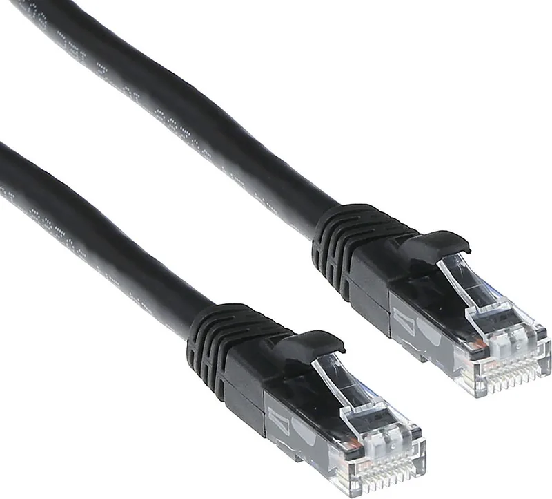 Zwarte 10 meter U/UTP CAT6A patchkabel snagless met RJ45 connectoren IB2910 von ACT in Schwarz – Produktfoto