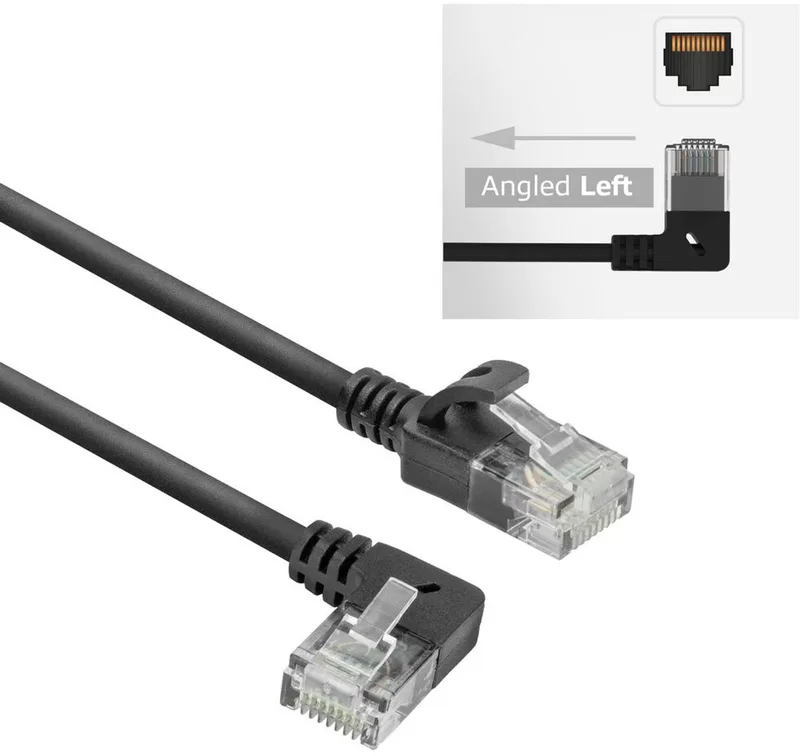 CAT6A U/UTP SLIM L-ANG BK 3.0M. 1 stk von ACT in Schwarz – Produktfoto
