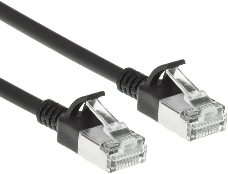 Zwarte 5 meter LSZH S/FTP CAT7 slimline patchkabel snagless met RJ45 connectoren DF7905 van ACT in Zwart – productfoto