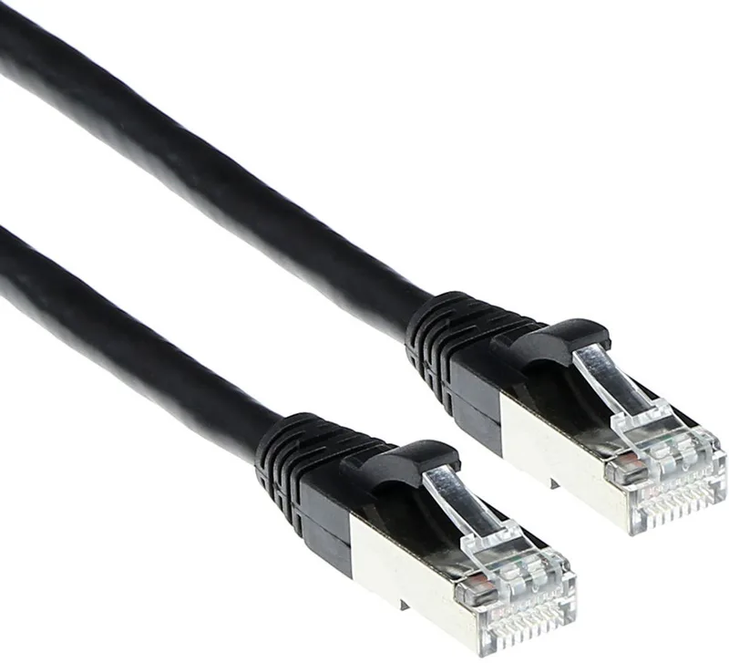 Zwarte 5 meter LSZH SFTP CAT6A patchkabel snagless met RJ45 connectoren FB7905 van ACT in Zwart – productfoto
