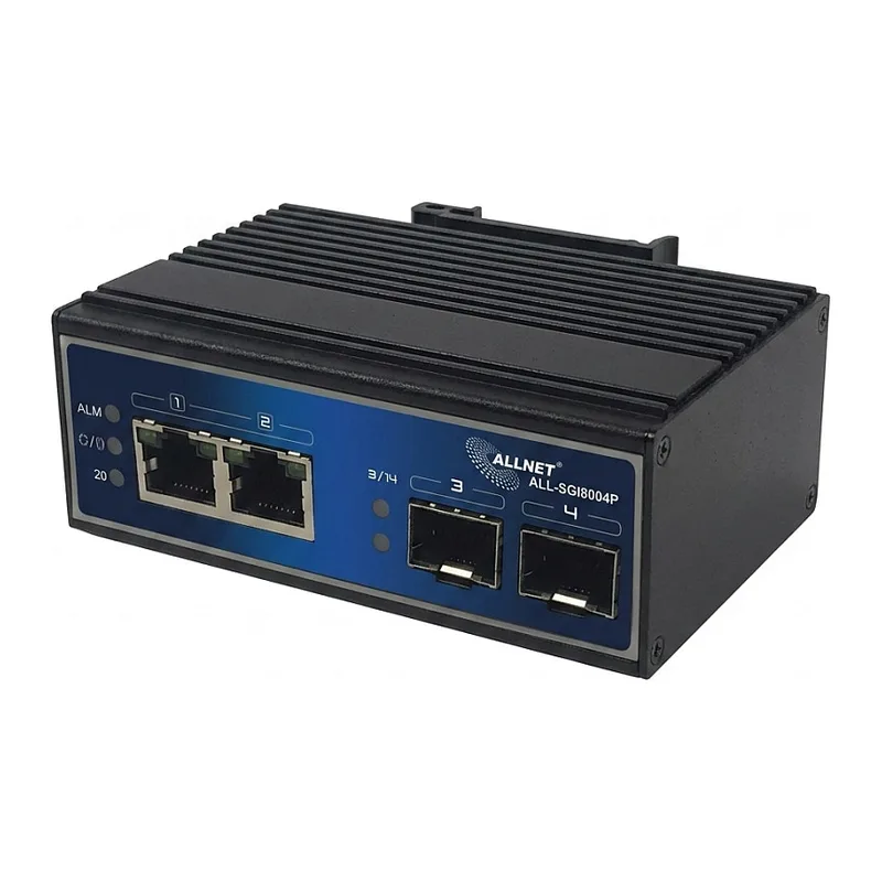 switch industrial unmanaged Layer2 4 Port GbE zbh. DIN-Ersatzadapter für ALL-SGI8004P by ALLNET – product photo
