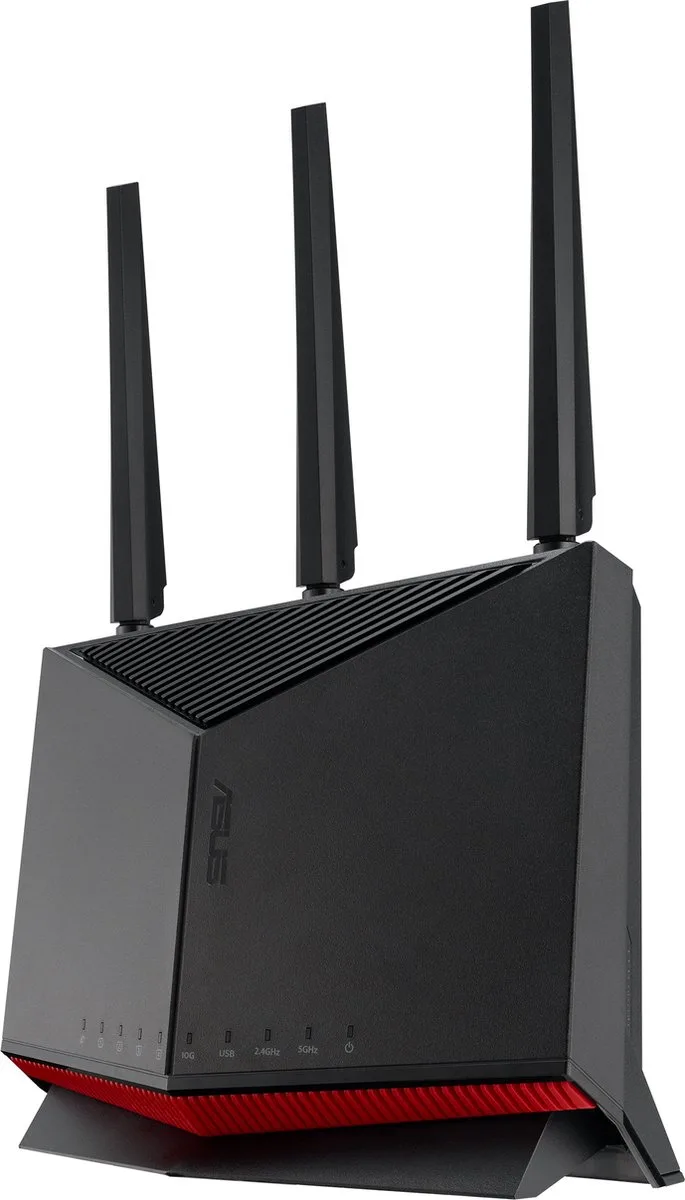 RT-BE86U - Draadloze Router - WiFi Versterker - 10 Gbps port - Dual-Band - 6800 Mbps - WiFi 7 by ASUS in Black – product photo
