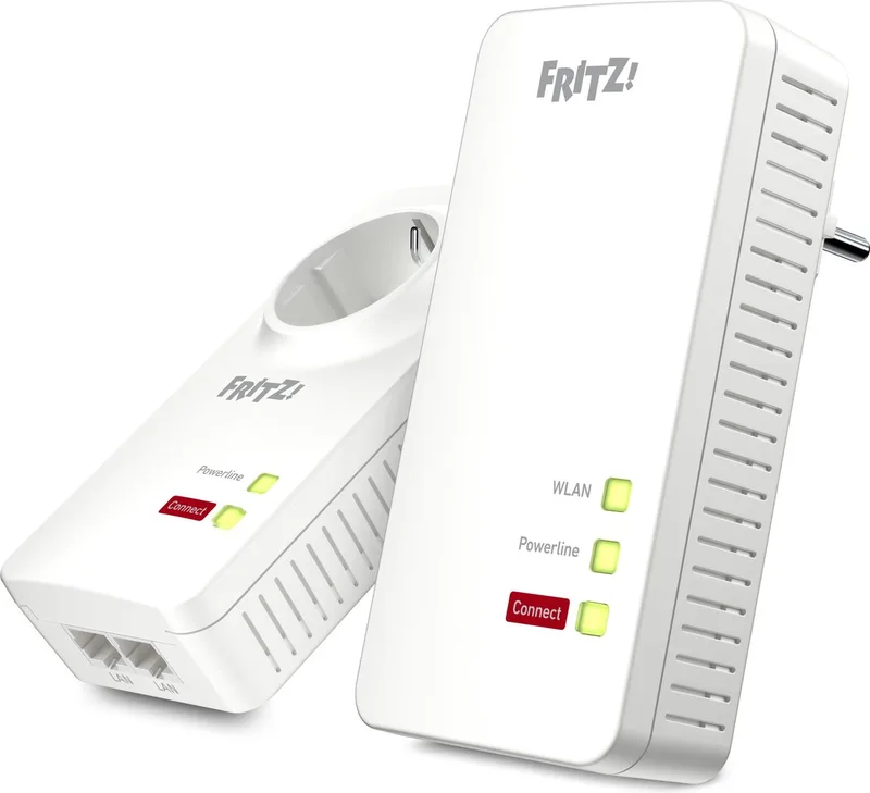 FRITZ! 1260E/1220E- Powerline adapter set - WLAN - 1200 Mbps by AVM in White – product photo