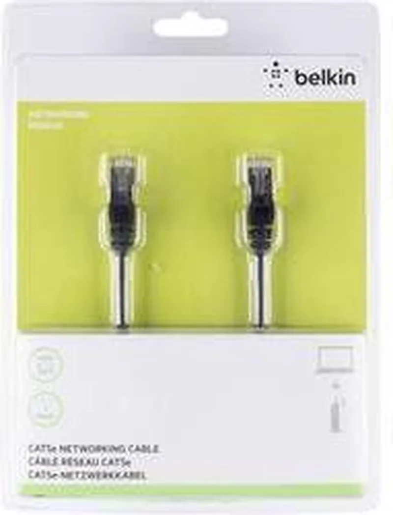 Verbindingskabel - RJ-45 (M) naar RJ-45 (M) - 10 m - CAT 5e - zonder haken van Belkin in Zwart – productfoto