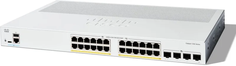 C1200-24P-4X - Netwerkswitch - Managed - Power over Ethernet (PoE) by Cisco in White – product photo