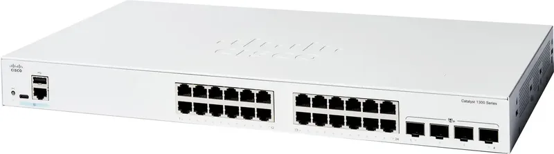 C1300-24T-4X CISCO Catalyst 1300 24-port GE 4x10G SFP Netwerk switch van Cisco in Wit – productfoto