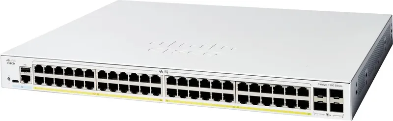 C1300-48P-4X CISCO Catalyst 1300 48-port GE PoE 4x10G Netwerk switch från Cisco i Vit – produktbild