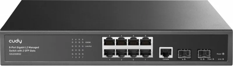 Cudy 8-poorts Layer 2 beheerde gigabit-switch van Cudy in Zwart – productfoto