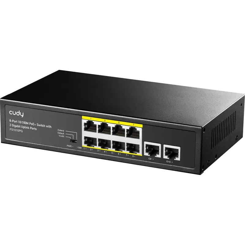 FS1010PG 8-Port 10/100M PoE+ Switch 2 Gigabit Uplink Ports 120W de Cudy – photo produit