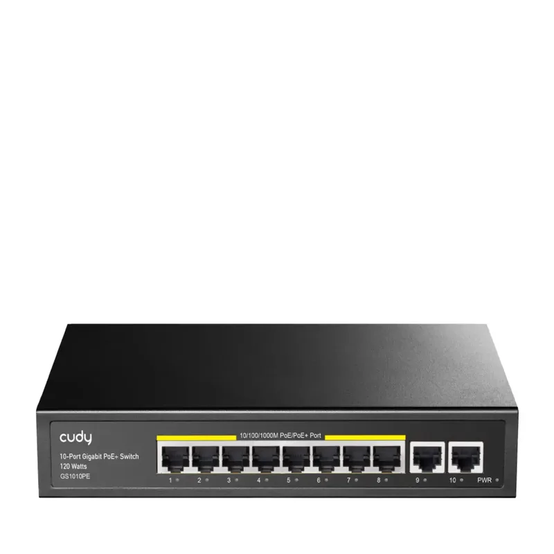 GS1010PE 8-Port Gigabit PoE+ Switch 2 Gigabit Uplink Ports 120W by Cudy – product photo