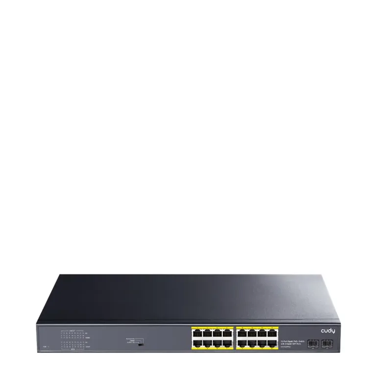 GS1020PS2 16-poorts Gigabit PoE+ Switch 2 Gigabit SFP-poorten 200W de Cudy en Noir – photo produit