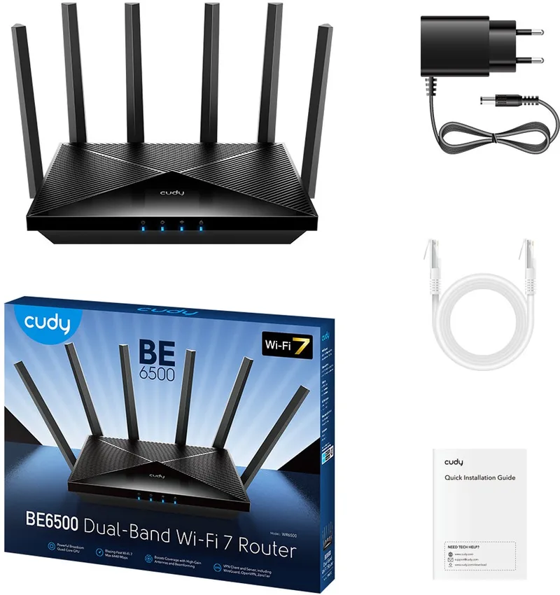 WR6500 draadloze router Gigabit Ethernet Dual-band (2.4 GHz / 5 GHz) Zwart by Cudy in Black – product photo