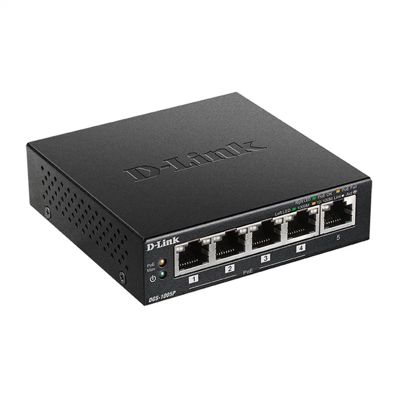 DGS-1005P/E - Netwerkswitch - 5 Poorten - PoE+ från D-Link i Svart – produktbild