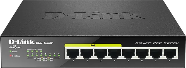 DGS-1008P - Netwerkswitch - 8 Poorten - Unmanaged - PoE