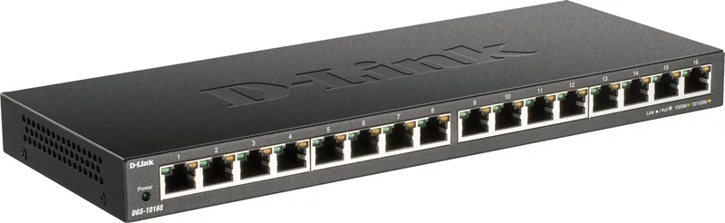 DGS-1016S/E 16-Poorts Gigabit Switch 10/100/1000Mbps Unmanaged de D-Link en Blanc – photo produit