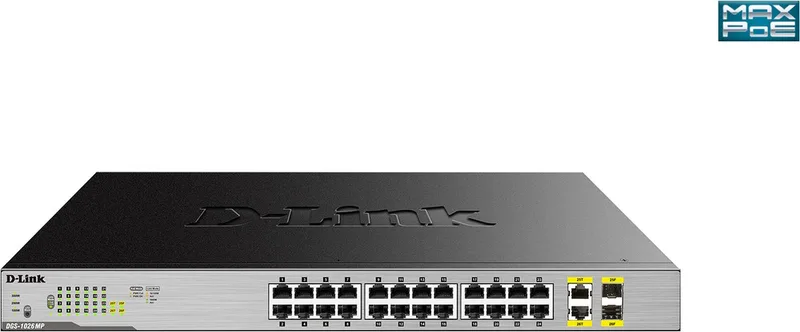 DGS-1026MP - Netwerkswitch - Unmanaged - Power over Ethernet (POE) - Grijs van D-Link in Zwart – productfoto