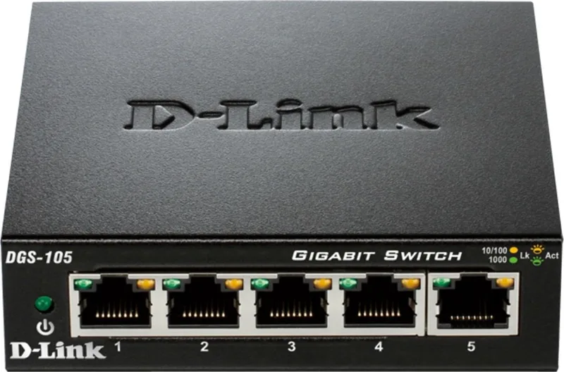 DGS-105 - Netwerkswitch - 5-poorts - Unmanaged de D-Link en Switch D-Link DGS-105 5*GE retail – photo produit