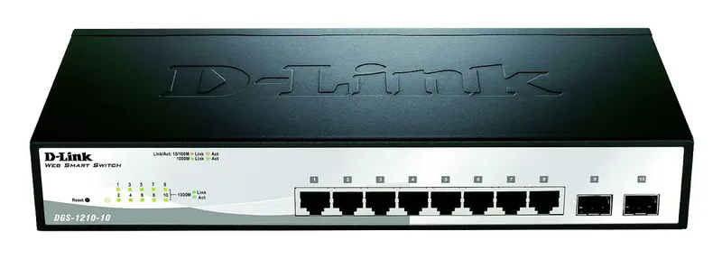 DGS-1210-10/E DGS-1210-10/E Netwerk switch 8 + 2 poorten 20 GBit/s van D-Link in Zwart – productfoto