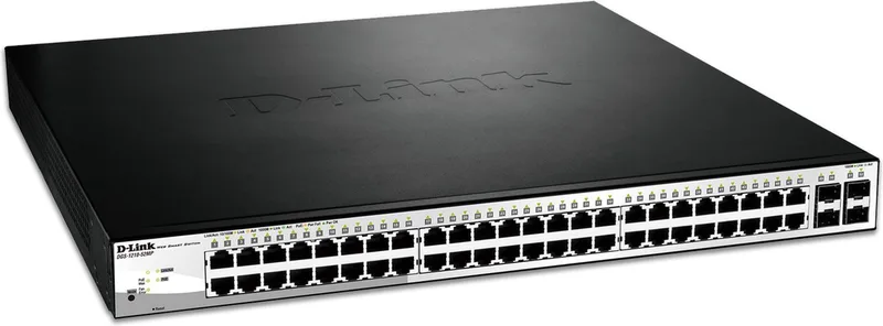 DGS-1210-52MP Smart+ Managed Switch [48x Gigabit Ethernet PoE+, 4x GbE/SFP Combo] by D-Link in Black, Grey – product photo